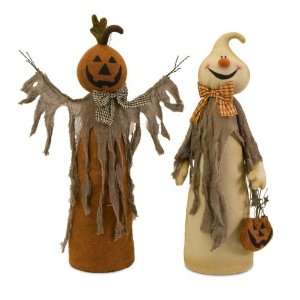    Set of 2 Halloween Standing Ghost and Pumpkin Decor