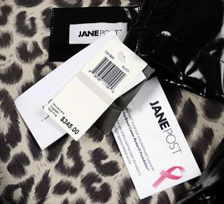 JANE POST Balmacaan Raincoat Hoodie Leopard Print Lining A Line Black 