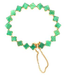 30.00ctw Princess Cut Emerald Ladies Bracelet 14k Gold  
