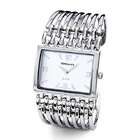 VistaBella Square Dial Silver Tone Grill Bracelet Womens Watch