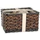   Willow/Cattail Root 2 Piece Basket Set with Natural Liner, Bronze Wash
