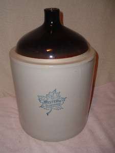 Antique 5 Gallon Stoneware Jug Western Blue Decorated Monmouth  