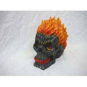  Figurine Fiery Skull Hand Painted resin