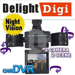 Auto DV Dual Camera Lens Car Vehicle DVR Recorder +8 IR Night Vision 
