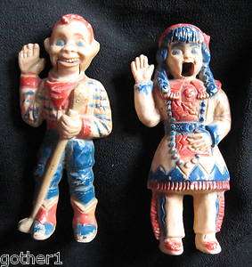 VINTAGE HOWDY DOODY AND INDIAN PRINCESS PUPPET DOLLS, HARD PLASTIC 