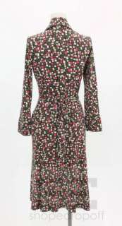 Diane Von Furstenberg Green, Black & Pink Cube Print Wrap Dress Size 6 