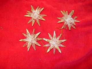 Lot Of 4 Clear Star Christmas Ornament with Gold Glitter  