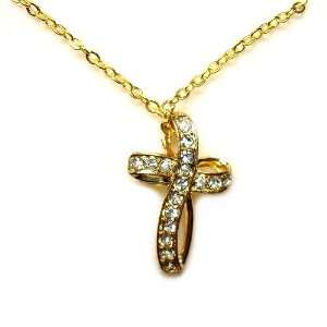 April Birthstone Cross Pendant, Diamond, with Genuine Austrian Crystal 