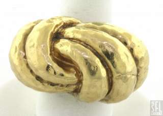 HEAVY VINTAGE JUMBO 18K GOLD UNIQUE HAND HAMMERED KNOT FASHION RING 
