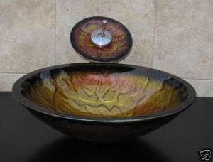 Bathroom Oval Art Glass Vessel Vanity Sink Faucet 9028F  