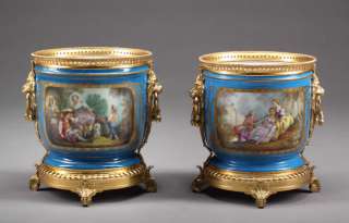 pair of 19thC. French Sevres hand painted vases  