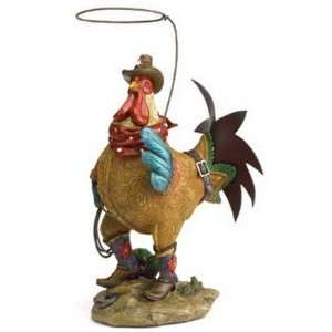 Cowboy Rooster with Lasso Resin 