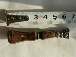 Antique Victorian hand carved agate&silver wax Seal  