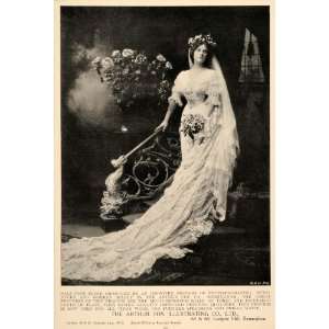 Ad Edwardian Bride Wedding Dress Veil Arthur Cox Illustrating Fashion 