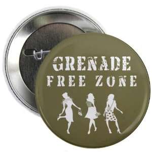 Grenade Free Zone   Jersey Shore Slang Fan 2.25 inch Pinback Button 