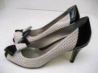Bandolino Womens Patent Black Bone Open Toe High Heels Size 7.5 M Sz 7 