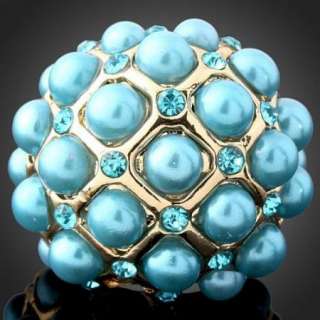 ARINNA Swarovski blue Crystal pearl Fashion Finger Ring  
