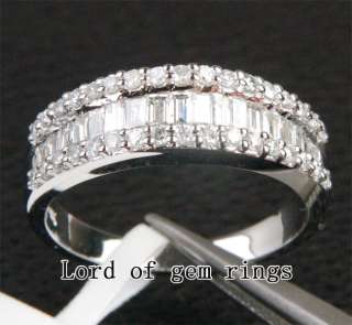   Round 1.12CT DIAMOND SOLID 14K WHITE GOLD WOMEN MENS WEDDING BAND RING