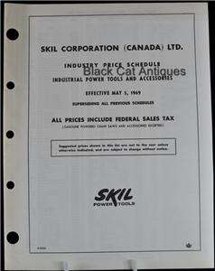 1969 Skil Industrial Power Tools Price Schedule NOS  