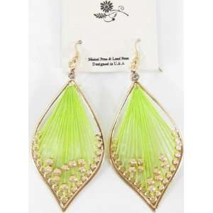  Costume Jewelry earring threading beads neon green gold 