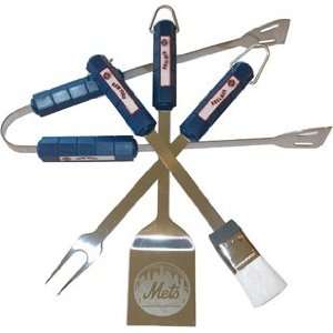 New York Mets MLB Barbeque BBQ Grill Set 4p  Sports 