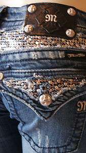 MISS ME JEANS SEQUINED BLING BOOT CUT JP6068B MK 24 C  