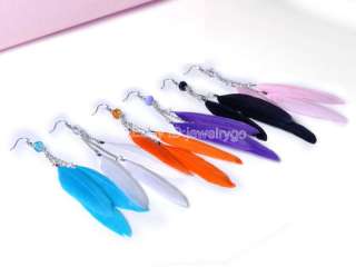 WHOLESALE 5PAIRS OF LADIES BEAUTIFUL MULTICOLOR FASHION FEATHER 