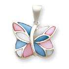goldia Sterling Silver Pink and Blue Shell Butterfly Pendant