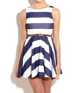 Navy (Blue) Te Amo Nautical Stripe Dress  249809241  New Look