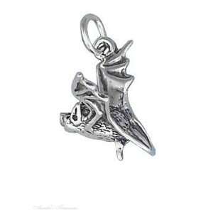  Sterling Silver 3D Flying Bat Charm Jewelry