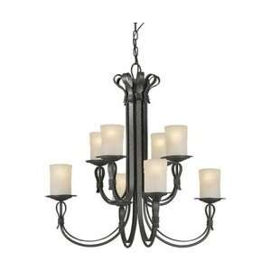  Forte 2396 08 11 Chandelier, Natural Iron Finish with 