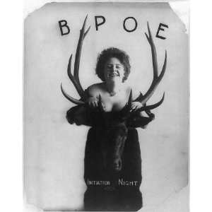  Initiation night,BPOE,Low cut dress,head of elk,c1908 