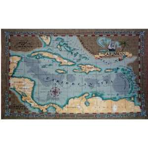  Map of the Caribbean Bed Blanket or Beach Throw, (101350 