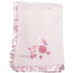 Northpoint Satin Applique Baby Blanket w/ Satin Trim   Pink Poodle
