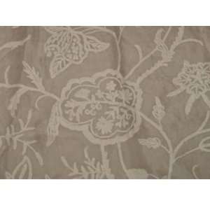   Crewel Fabric Lotus Classic Natural White Silk Organza