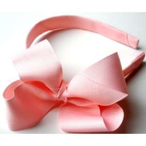   Thick Band Ribbon Headband With Bow For Girls   Medium Pink Beauty