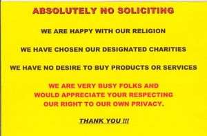 ABSOLUTELY NO SOLICITING   SIGN  