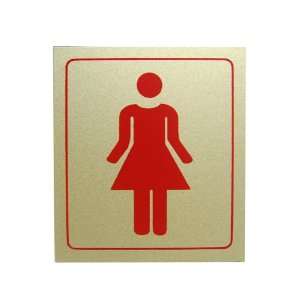  Square Restroom Sign, Sticky WOMEN Symbol, 3.7 x 7.65 