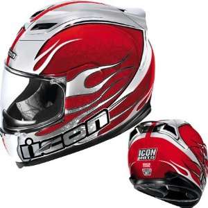  Icon Airframe Claymore Chrome Full Face Helmet Large  Red 