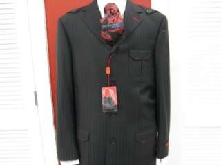 New Code Red Steve Harvey 2 Pc Suit Black Shadow Stripe  