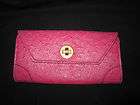 MARC BY MARC JACOBS PINK OZZIE SQUARE OSTRICH LONG TRIFOLD WALLET 