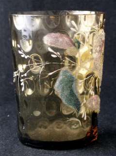 Victorian art glass floral coralene art glass tumbler  