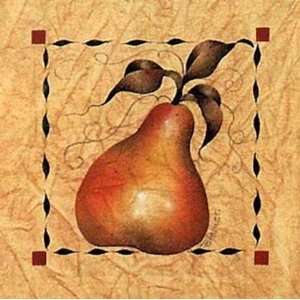 Stenciled Pear II by Barbara Palmer 6x6 