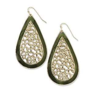   Green Enamel Filigree Teardrop Dangle Earrings 1928 Jewelry Jewelry