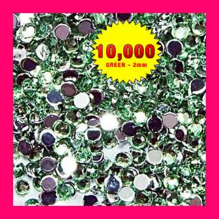 10000 pcs Nail Art 2mm Crystal Rhinestone Gems bead Decoration   Green 