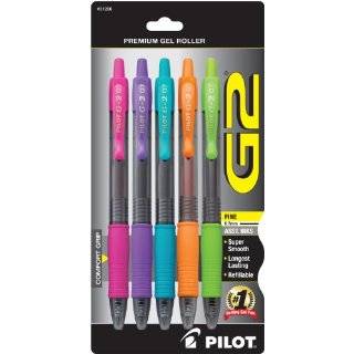 Pilot G2 Retractable Premium Gel Ink Rolling Ball Pen, Fine Point, 5 
