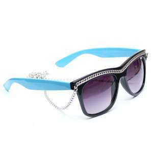 Light Blue Chain Wayfarer UV Protection Sunglasses  