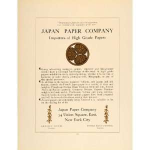 1907 Ad Japan Printing Paper Company Richard T. Stevens   Original 