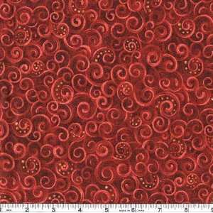  45 Wide 12 Days Of Christmas Swirls Cranberry Fabric By 