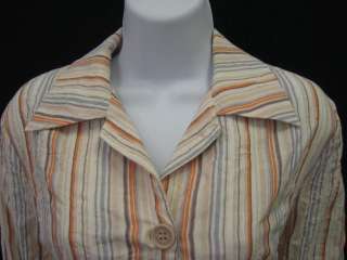 SALOMON Orange Brown Blue Striped Button Down Shirt 4  
